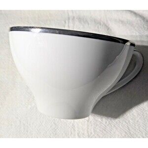 Kenmark Fine China PATRICIAN Teacup Flat Cup 6894 Platinum Trim Japan Vintage